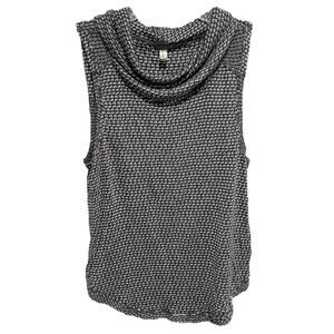 Free People Timber Cowl Neck Birds Eye Knit Tank Top Sweater Small Black Combo